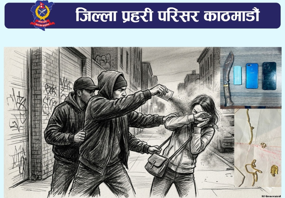 आँखामा खुर्सानीको धुलो हाली लुटपाट गर्ने २ जना पक्राउ