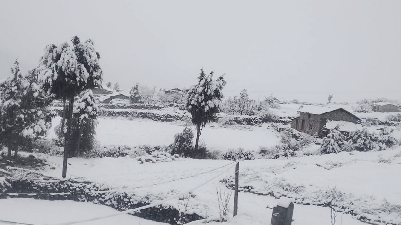 बैतडी र बागलुङमा बाक्लो हिमपात