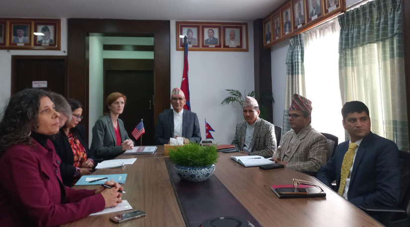 युएसएआईडीका प्रशासक पावर र अर्थमन्त्री पौडेलबिच शिष्टाचार भेट