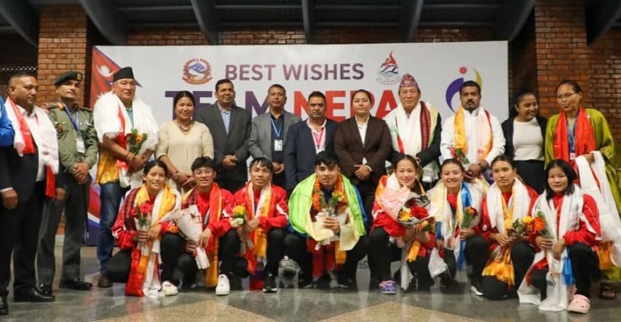 २०औँ एसियाली खेलकुदमा नेपाललाई पदक दिलाउने खेलाडीसहितको टोली स्वदेश फिर्ता