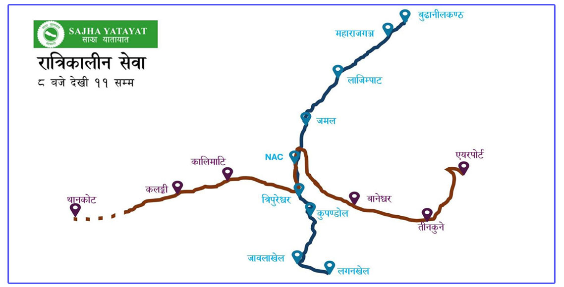 काठमाडौंमा आजदेखि रात्रिकालीन बस सेवा सुरु