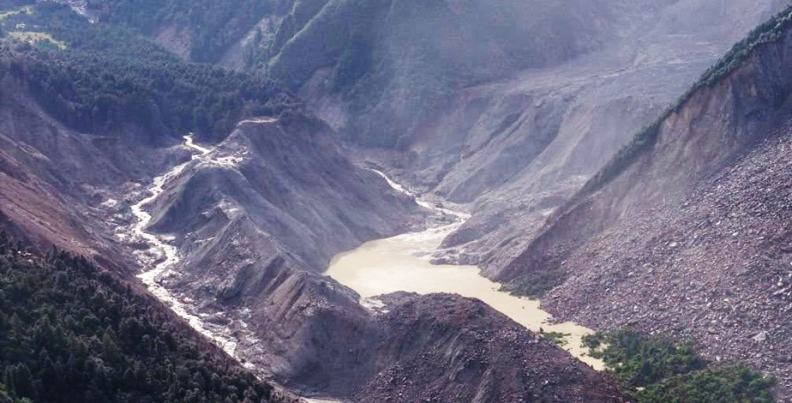 हिमपहिरोले ल्हेन्दे खोला थुनिएर ताल बन्यो, पुन: बाढीको जोखिम