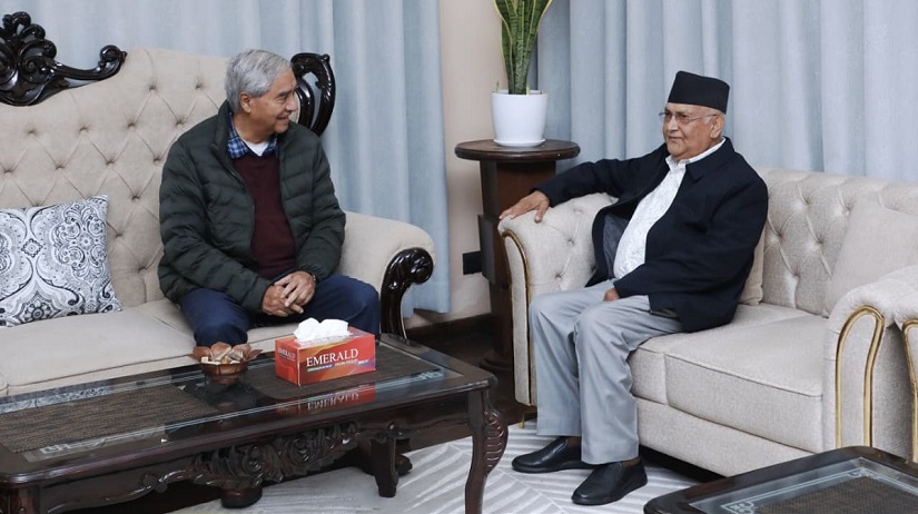 कांग्रेस सभापति देउवा र एमाले अध्यक्ष ओलीबीच भेटवार्ता