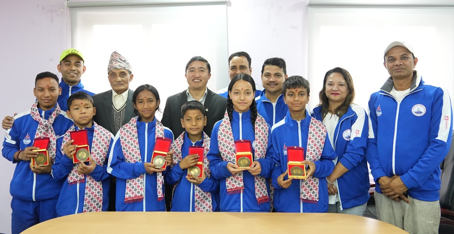 विश्व योगासनाका पदक विजेतालाई राखेपको बधाइ