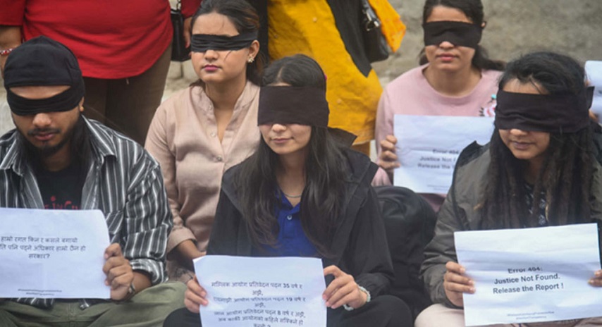 कार्की आयोगको प्रतिवेदन सार्वजनिक गर्न माग राख्दै माइतीघरमा जेनजीको प्रदर्शन