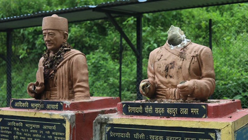 भानुभक्तको सालिक तोडफोड गर्ने कुँवर पक्राउ